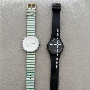 Spare Parts . Striped Green and White Watch. Lambretta and Swatch